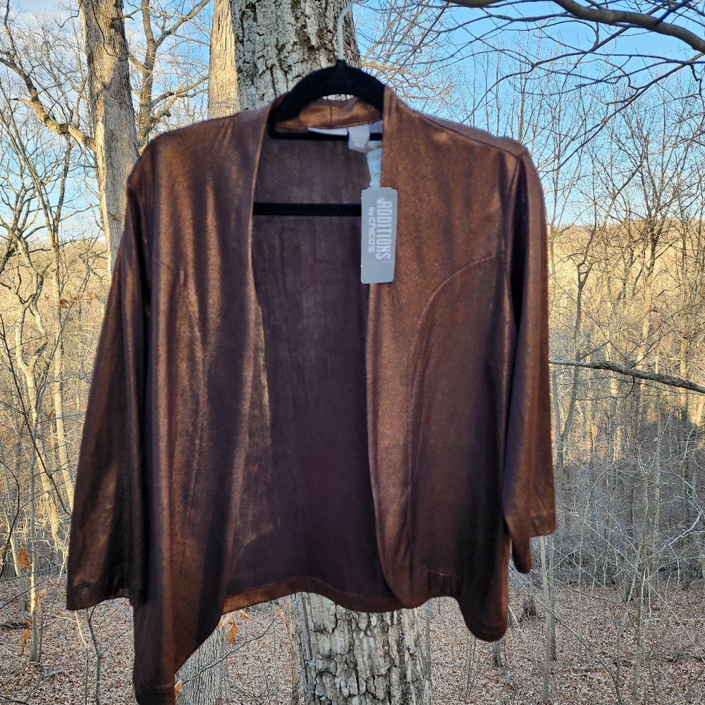 NWT Bronze Lightweight Shirt Jacket with Stand-Up Collar
